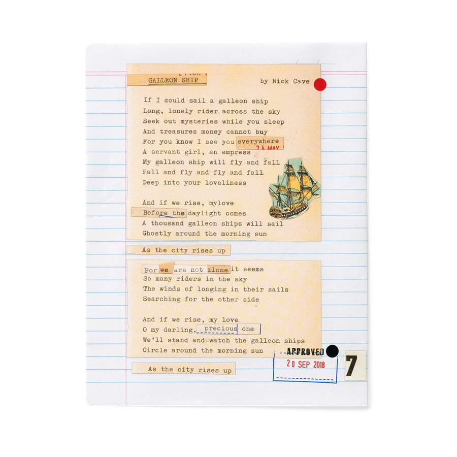 Galleon Ship Limited edition lyric sheets